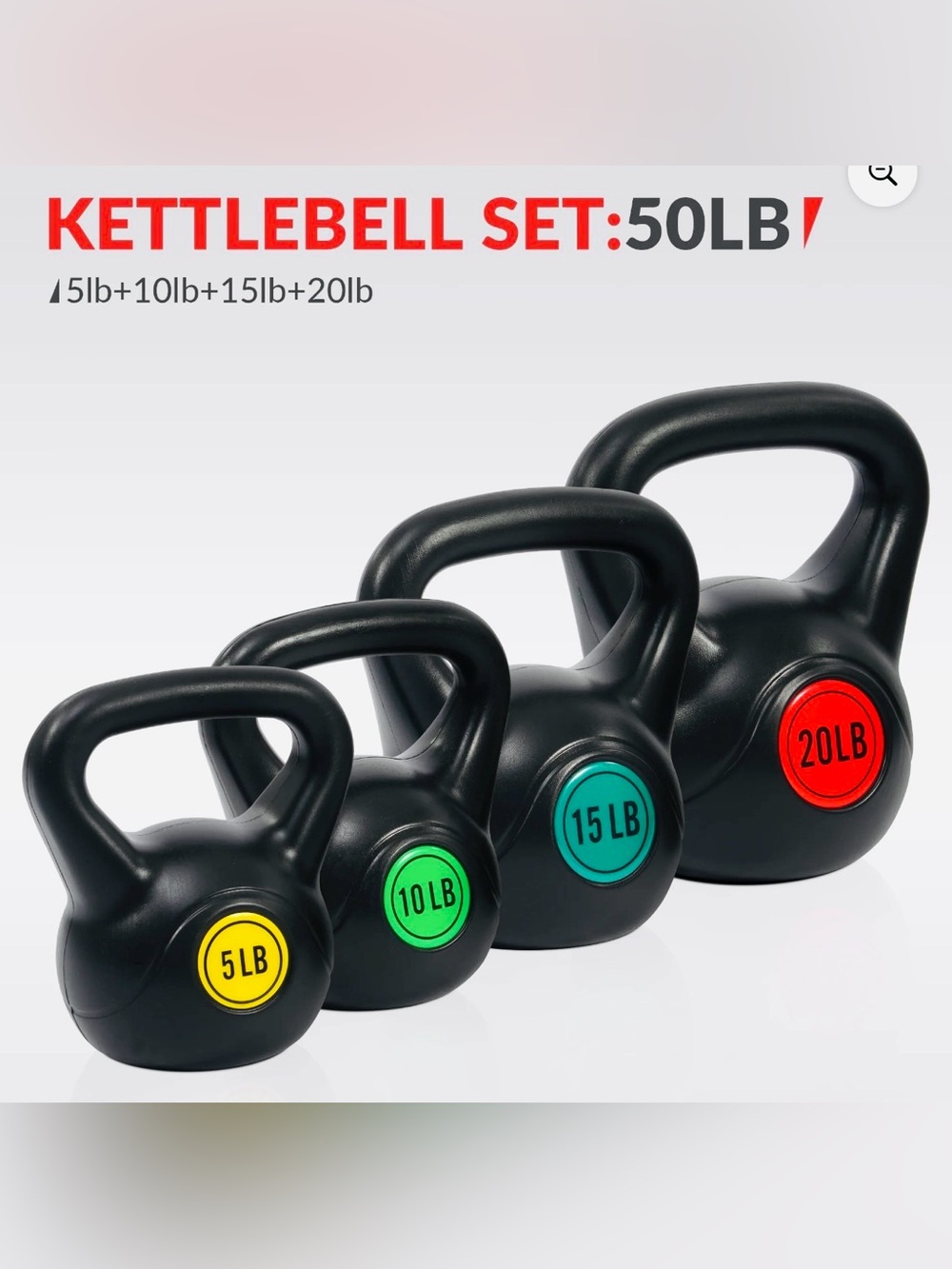 BalanceFrom Fitness Home Gym Vinyl Coated Solid Cast Iron Kettlebell Weight Set